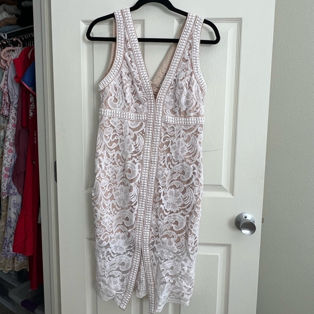 Bardot White Lace Midi Dress